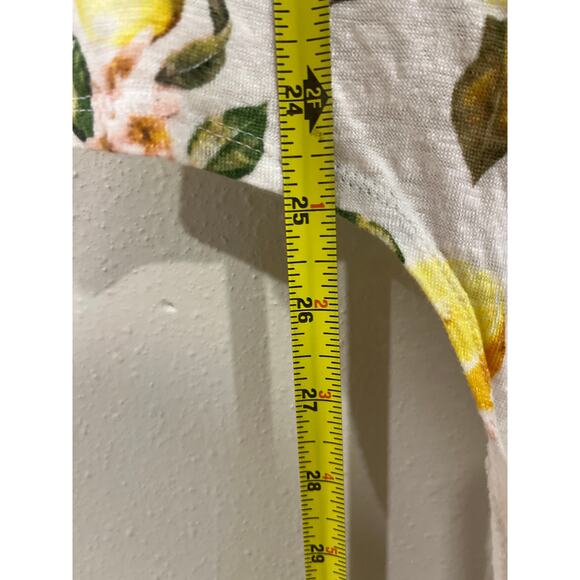Cynthia Rowley Sz XL 100% Linen Lemon Print Top Euro Summer Coastal Grandma - Picture 9 of 9
